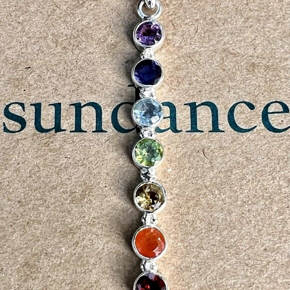 Sundance RAINBOW GEMSTONE Multi Sterling Silver Pendant 18" Necklace - Picture 7 of 11